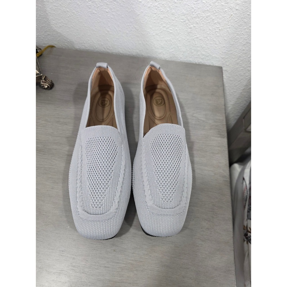 Women's Light Gray Knit Loafer Flats Comfortable Slip On Shoes Size 37 eur 6.5us